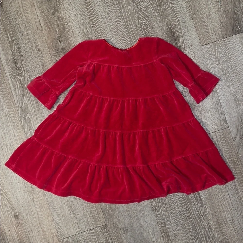 Hanna Anderson Red Velvet Ruffle Dress size 5 Christmas holiday party
